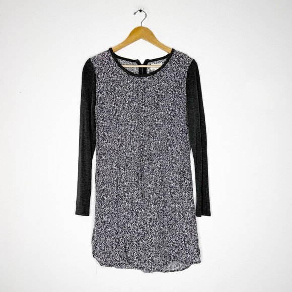 Lou & Grey Black White Print Long Sleeve Dress Size Small - Picture 3 of 6